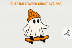 Cute Cartoon Ghost Clipart |Halloween PNG SVG Product Image 1