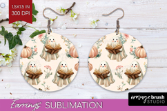 Cute Ghost Round Earrings - Spooky Halloween PNG Sublimation Product Image 1
