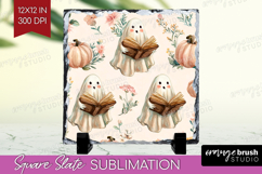 Cute Ghost Slate PNG - Spooky Halloween Square Slate Product Image 1
