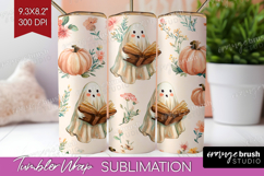 Cute Ghost Tumbler Wrap - Spooky Halloween Tumbler PNG Product Image 1