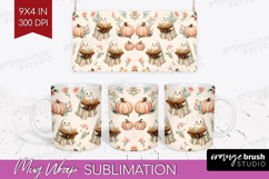 Cute Ghost Mug Wrap - Spooky Halloween Mug PNG Sublimation Product Image 1