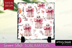 Cute Ghost Slate PNG - Spooky Halloween Square Slate Product Image 1