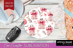 Cute Ghost Car Coaster - Spooky Halloween Coaster PNG Product Image 1