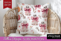 Cute Ghost Pillow Sublimation - Spooky Halloween Pillow PNG Product Image 1