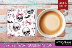 Cute Ghost Square Coaster - Spooky Halloween Coaster PNG Product Image 1