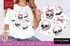 Cute Ghost Round Tshirt Background - Spooky Halloween PNG Product Image 1