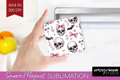 Cute Ghost Magnet Sublimation - Spooky Halloween Square PNG Product Image 1