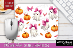 Cute Ghost Mouse Pad Sublimation - Spooky Halloween Mousepad Product Image 1