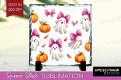 Cute Ghost Slate PNG - Spooky Halloween Square Slate Product Image 1