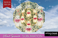 Cute Ghost Wind Spinner Sublimation PNG - Spooky Halloween Product Image 1