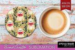Cute Ghost Round Coaster - Spooky Halloween Coaster PNG Product Image 1
