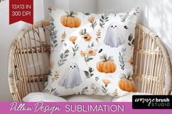 Cute Ghost Pillow Sublimation - Spooky Halloween Pillow PNG Product Image 1