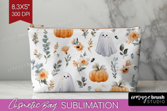 Cute Ghost Cosmetic Bag - Spooky Halloween Makeup Bag PNG Product Image 1