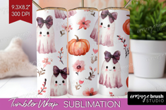 Cute Ghost Tumbler Wrap - Spooky Halloween Tumbler PNG Product Image 1