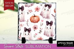 Cute Ghost Slate PNG - Spooky Halloween Square Slate Product Image 1