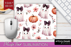 Cute Ghost Mouse Pad Sublimation - Spooky Halloween Mousepad Product Image 1