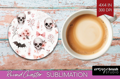 Cute Ghost Round Coaster - Spooky Halloween Coaster PNG Product Image 1