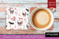 Cute Ghost Square Coaster - Spooky Halloween Coaster PNG Product Image 1