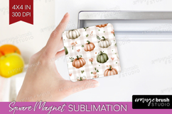 Cute Ghost Magnet Sublimation - Spooky Halloween Square PNG Product Image 1