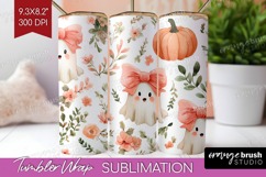 Cute Ghost Tumbler Wrap - Spooky Halloween Tumbler PNG Product Image 1