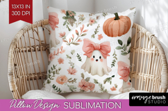 Cute Ghost Pillow Sublimation - Spooky Halloween Pillow PNG Product Image 1