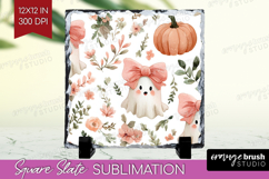 Cute Ghost Slate PNG - Spooky Halloween Square Slate Product Image 1