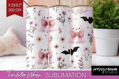 Cute Ghost Tumbler Wrap - Spooky Halloween Tumbler PNG Product Image 1