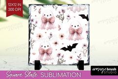 Cute Ghost Slate PNG - Spooky Halloween Square Slate Product Image 1