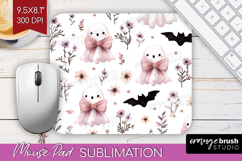 Cute Ghost Mouse Pad Sublimation - Spooky Halloween Mousepad Product Image 1