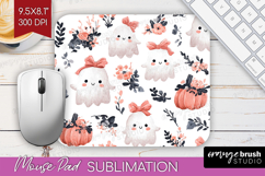 Cute Ghost Mouse Pad Sublimation - Spooky Halloween Mousepad Product Image 1