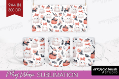 Cute Ghost Mug Wrap - Spooky Halloween Mug PNG Sublimation Product Image 1