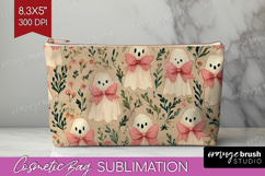 Cute Ghost Cosmetic Bag - Spooky Halloween Makeup Bag PNG Product Image 1