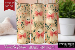 Cute Ghost Tumbler Wrap - Spooky Halloween Tumbler PNG Product Image 1