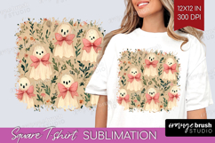 Cute Ghost Square Tshirt Background - Spooky Halloween PNG Product Image 1