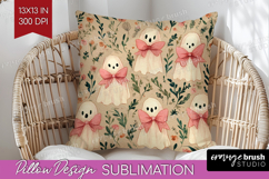 Cute Ghost Pillow Sublimation - Spooky Halloween Pillow PNG Product Image 1