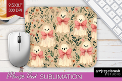 Cute Ghost Mouse Pad Sublimation - Spooky Halloween Mousepad Product Image 1