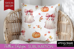 Cute Ghost Pillow Sublimation - Spooky Halloween Pillow PNG Product Image 1