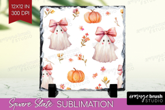 Cute Ghost Slate PNG - Spooky Halloween Square Slate Product Image 1