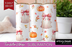 Cute Ghost Tumbler Wrap - Spooky Halloween Tumbler PNG Product Image 1