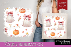 Cute Ghost Tote Bag - Spooky Halloween Tote Bag PNG Product Image 1