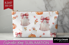 Cute Ghost Cosmetic Bag - Spooky Halloween Makeup Bag PNG Product Image 1