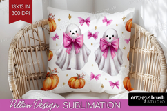 Cute Ghost Pillow Sublimation - Spooky Halloween Pillow PNG Product Image 1