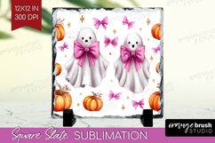 Cute Ghost Slate PNG - Spooky Halloween Square Slate Product Image 1