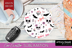 Cute Ghost Car Coaster - Spooky Halloween Coaster PNG Product Image 1