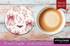 Cute Ghost Round Coaster - Spooky Halloween Coaster PNG Product Image 1