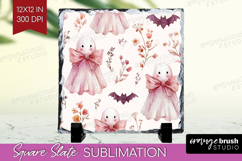 Cute Ghost Slate PNG - Spooky Halloween Square Slate Product Image 1