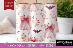Cute Ghost Tumbler Wrap - Spooky Halloween Tumbler PNG Product Image 1