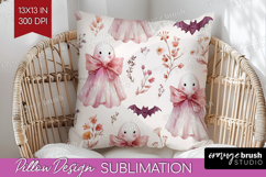 Cute Ghost Pillow Sublimation - Spooky Halloween Pillow PNG Product Image 1