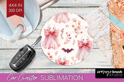 Cute Ghost Car Coaster - Spooky Halloween Coaster PNG Product Image 1