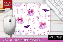 Cute Ghost Mouse Pad Sublimation - Spooky Halloween Mousepad Product Image 1